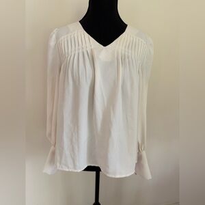 Ann Taylor Cream Blouse with Pleated Design